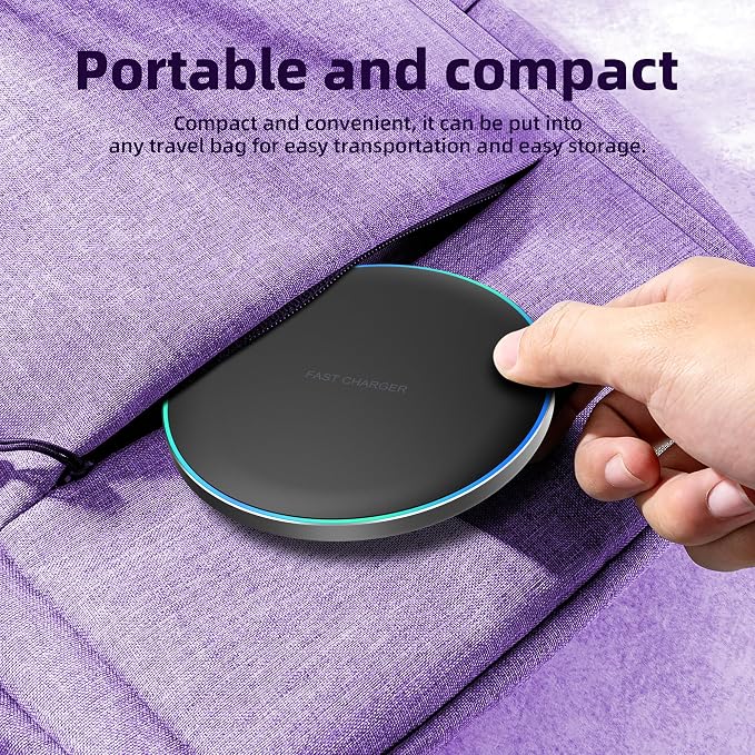 Wireless Charger Compatible with iPhone 17 16 15 14 13 12 11 Pro Max/Mini/Plus/XR/X/8, 15W Max Fast Wireless Charging Pad Mat for Samsung Galaxy S23/S22/S21/S20/S10, Galaxy Buds - Image 5