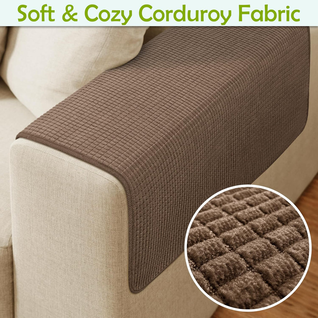 Couch Arm Covers, Waterproof Armrest Cover for Sofa, Armchair, Loveseat, Non-Slip Recliner Arm Covers, Sofa Headrest Covers, Arm Chair Covers Set of 2 (Chocolate, 26"×26") - Image 4