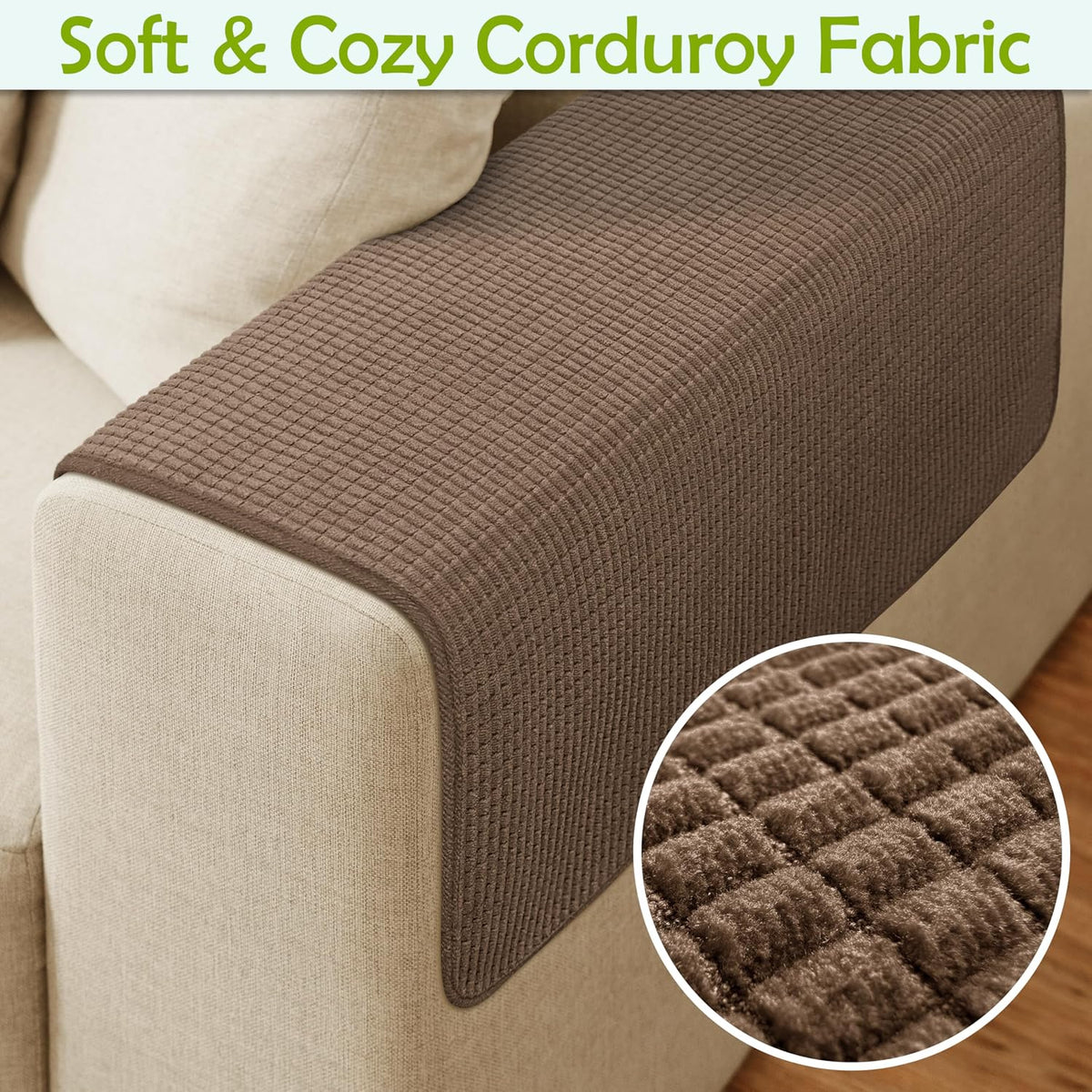 Couch Arm Covers, Waterproof Armrest Cover for Sofa, Armchair, Loveseat, Non-Slip Recliner Arm Covers, Sofa Headrest Covers, Arm Chair Covers Set of 2 (Chocolate, 26"×26") - Image 4