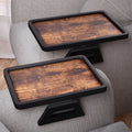 2 Pack Wooden Wood Couch Arm Tray,Folding Sofa Armrest Table by Danfoxer