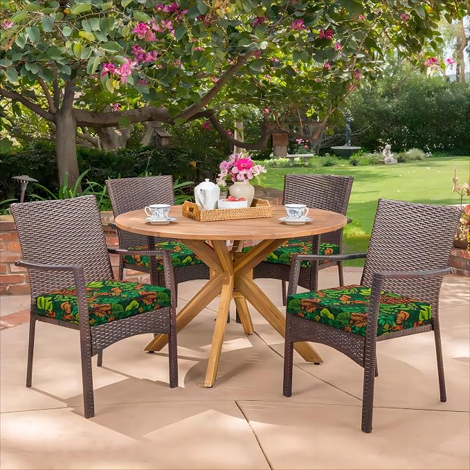 HARBOREST Outdoor Chair Cushions Set of 4, Water Resistant Patio Chair Cushions with Ties, Square Corner Outdoor Seat Cushions for Patio Furniture, 18.5"x16"x3", Colored Leaf - Image 7