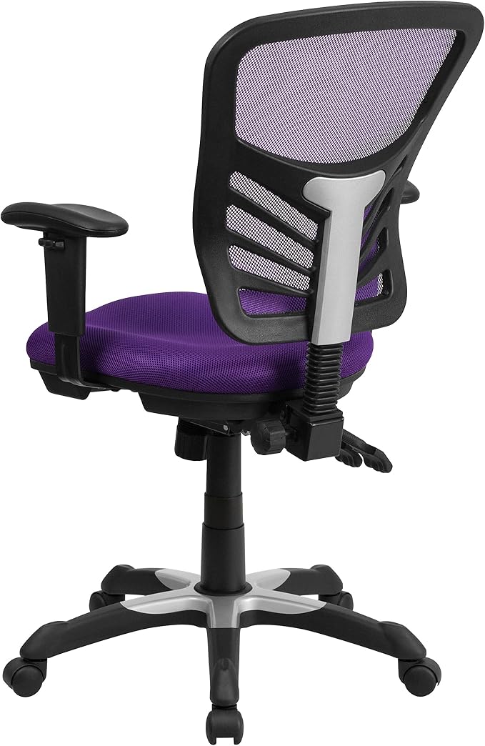Flash Furniture Mid-Back Purple Mesh Multifunction Executive Swivel Ergonomic Office Chair with Adjustable Arms | Adjustable Armrests, 360° Swivel, Height Adjustable, Commercial Grade - Image 5