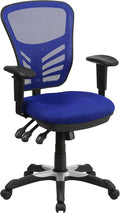 Flash Furniture Mid-Back Blue Mesh Multifunction Executive Swivel Ergonomic Office Chair with Adjustable Arms | Adjustable Armrests, 360° Swivel, Height Adjustable, Commercial Grade by FlashFurniture