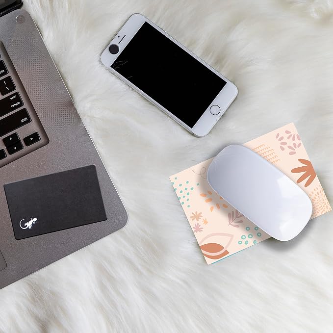 Mouse Pad Adhesive Bottom - Sticks to Any Surface - Portable - Webcam Covers and Screen Cleaner Included (Pastel Leaves) - Image 3