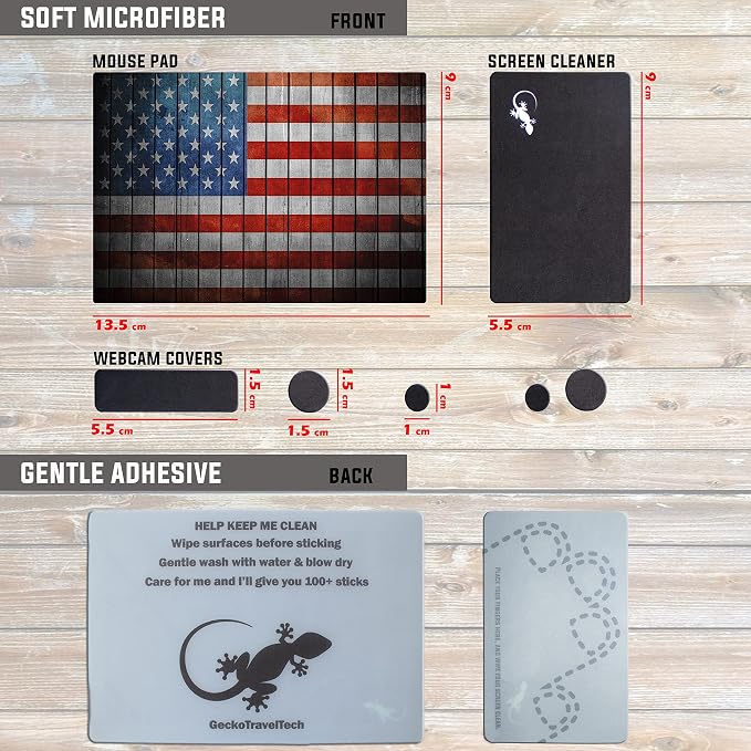 Adhesive Mouse Pad - Peel and Sticks to Any Surface - Travel Mouse Pad, Sticky for Any Surface - Excellent Tracking - USA Flag Wooden - Image 5
