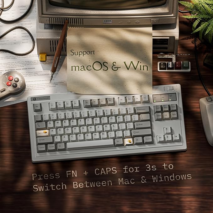 Keychron R3 Retro 80% TKL Wireless Mechanical Keyboard | Hot Swappable RGB Linear Red Switch, QMK Tri-Mode(2.4 GHz/Bluetooth/Wired), Compatible with Mac PC Linux - Image 5