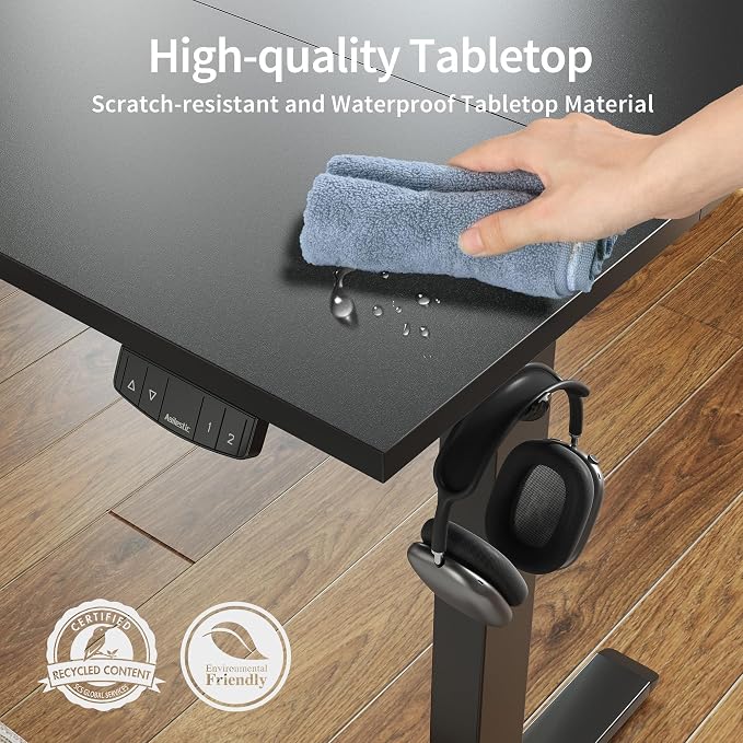 Agilestic 60 * 24 Inch Height Adjustable Electric Standing Desk, Black | Sit Stand Up Computer Desk, Memory Presets, Stable Steel Frame,154 lbs, Easy Assembly, Splice Board, Home Office, Studying - Image 5