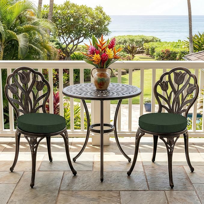 Outdoor Round Chair Cushions 18 Inch, Set of 2, Olive Green | Fade-Resistant, Water-Resistant, Bistro Chair Seat Pads for Porch Garden Balcony Patio Furniture Stools, Non-Slip Bottom - Image 2