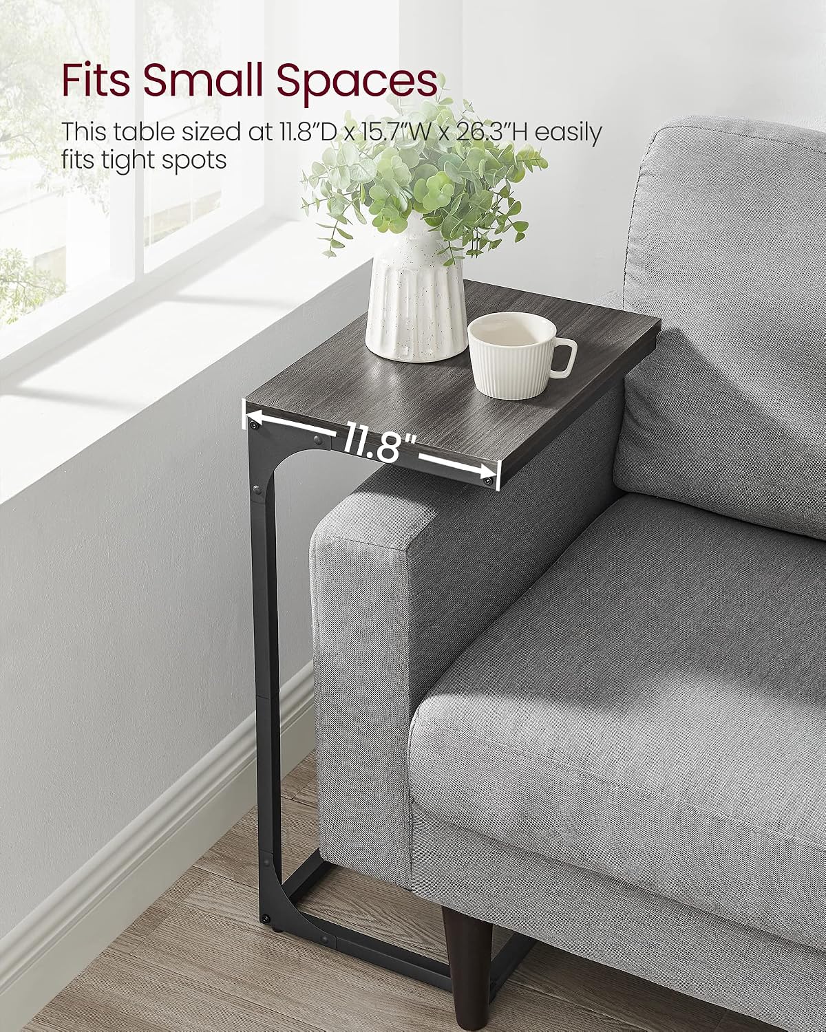 VASAGLE C-Shaped End Table, Couch Side Table for Sofa with Metal Frame - Image 7