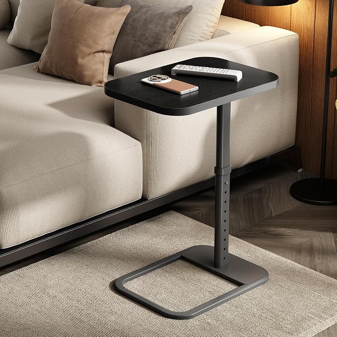 Kitstorack Upgraded TV Tray Table with Panel Lock, Adjustable Height & 90° Flip-Over Design, Sofa Arm End Side Table for Eating, Dinner, Snack, Laptop, Couch, Bed, Chair or Small Spaces, Black - Image 8