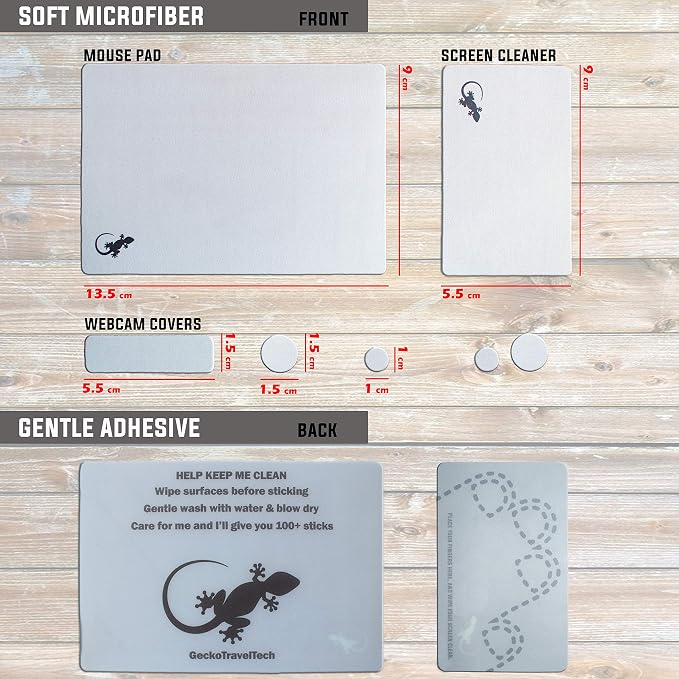 Mouse Pad Adhesive Bottom - Sticks to Any Surface - Portable - Webcam Covers and Screen Cleaner Included (Silver) - Image 7
