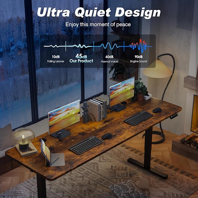 Monomi 86.6" Large Electric Standing Desk,Height Adjustable for Two-Person | Ergonomic Sit Stand Up Home Office Computer Desk Workstation with Memory Setting,Gaming Desk,Rustic Brown - Image 5