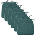Ruqmuis Chair Cushions for Dining Chairs, 2" Thick Seat Cushions for Kitchen Chairs, D-Shaped Chair Pads with Washable Cover, Ties and Non Slip Backing, 17'' x 16'', Set of 6, Green by Ruqmuis