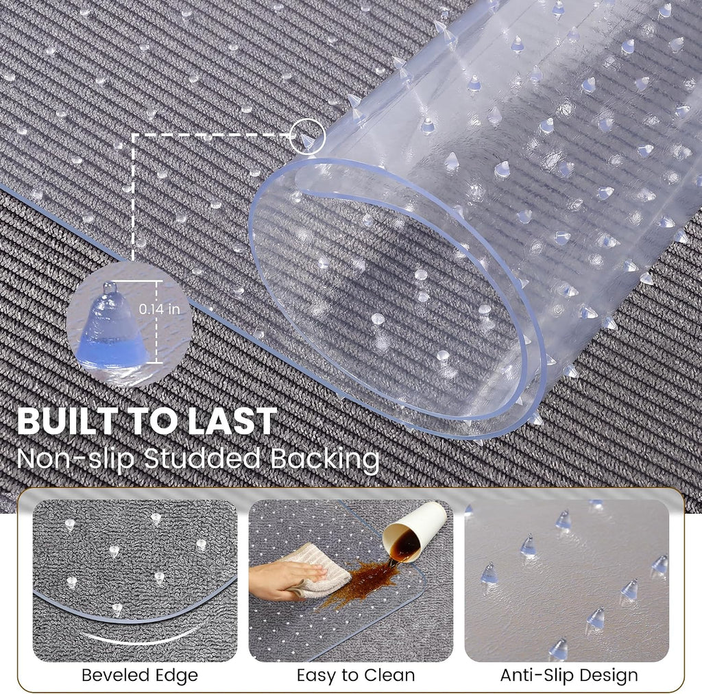 Office Chair Mat for Carpet, 36"×48" Heavy-Duty Clear Desk Floor Mat for Low Pile Carpets, Non-Slip PVC Carpet Protector Mat for Home, Office, Gaming Room, Smooth Glide, Easy to Clean - Image 3