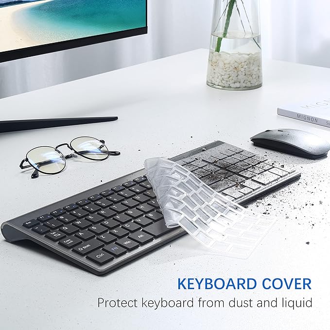 Wireless Keyboard and Mouse Ultra Slim Combo, TopMate - Gray Black | 2.4G Silent Compact 2400DPI Mouse and Scissor Switch Keyboard Set with Cover, Batteries Included, for PC/Laptop/Windows/Mac - Image 5
