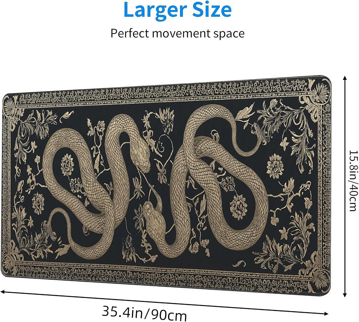 Black Snake Gaming Mouse Pad with Smooth Surface, Non-Slip XXL Mouse Pad with Stitched Edges, Waterproof Computer Mats for Desktop, Office, Laptop 35.4 x 15.7 inches - Image 3