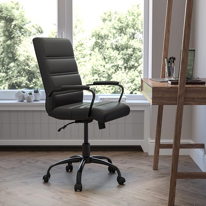 Flash Furniture Mid-Back LeatherSoft Executive Office Chair, Black/Black | 360° Swivel, Height Adjustable, Commercial Grade - Image 2