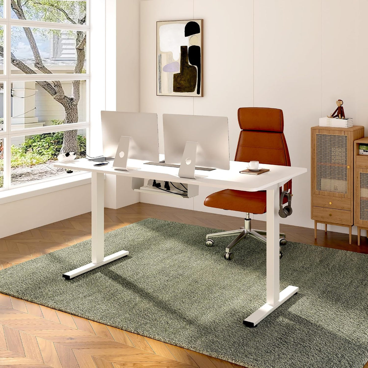 FLEXISPOT EN2 48"x24" Standing Desk with Power Strip Bundle, White - Image 2
