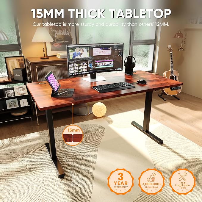 Monomi Electric Standing Desk 55”x24”, Height Adjustable Desk with Wheels - Image 3