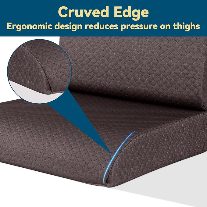 HOMBYS Extra Thick Recliner Chair Cushion with Lumbar Support Pillow for Elderly, 4.5" High Density Foam Seat Cushion, Breathable Fabric, 20"x20" Extra Large & Non-Slip for Recliner, Office,Coffee - Image 5