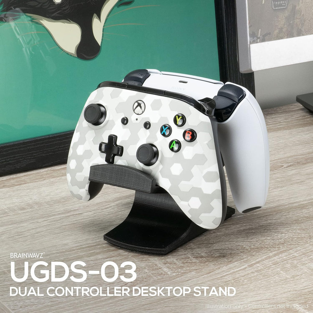 Dual Game Controller Desktop Holder Stand - Universal Design for Xbox ONE, PS5, PS4, PC, Steelseries, Steam & More, Reduce Clutter UGDS-03 (Black) - Image 7