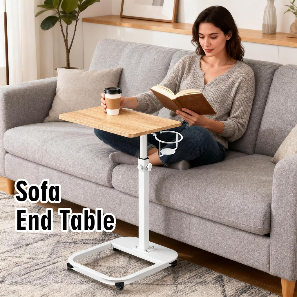 facka Adjustable C-Shaped TV Tray Table 18-32 Inch Height Couch Table - Image 6