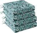 UNIKOME Outdoor Chair Cushions Set of 4, Water Resistant Patio Seat Cushions with Ties for Outdoor Furniture, High-Density Foam, UV & Fade Resistant, Piped Edge – 18.5" x 16" x 3", Boho Teal Paisley by UNIKOME