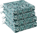 UNIKOME Outdoor Chair Cushions Set of 4, Water Resistant Patio Seat Cushions with Ties for Outdoor Furniture, High-Density Foam, UV & Fade Resistant, Piped Edge – 24" x 24" x 4", Boho Teal Paisley by UNIKOME