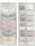 Simple Houseware 24-Pocket Double-Sided Hanging Closet Organizer | 1 Pack, for Bra & Underwear Storage with Rotating Hanger, Mesh Fabric, Gray by SimpleHouseware