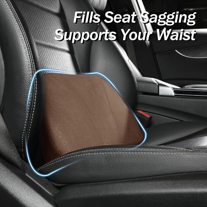 Lumbar Support Pillow,Back Pain Relief Cushion,fits tightly around the waist,Memory Foam,Skin-friendly Suede Fabric,fit Car Drive,Office chair,Rest seat,Improve Posture,Portable,15.5''Lx 8.7''H - Image 2