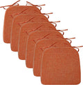 Ruqmuis Chair Cushions for Dining Chairs, 2" Thick Seat Cushions for Kitchen Chairs, D-Shaped Chair Pads with Washable Cover, Ties and Non Slip Backing, 17'' x 16'', Set of 6, Orange by Ruqmuis