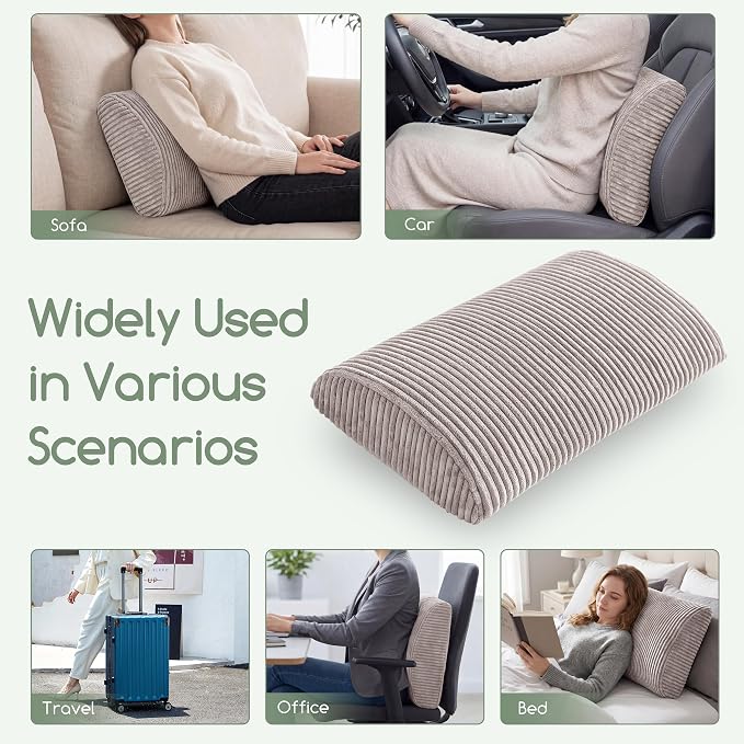 HIGOGOGO Lumbar Support Pillow for Recliner Chair/Accent Chair/Couch, Large Memory Foam Back Support Cushion for Elderly, Recliner Cushions for Back Rest, Pain Relief, Reading, Washable Cover, Grey - Image 5