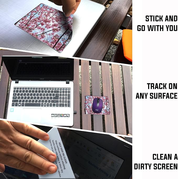 Adhesive Mouse Pad - Peel and Sticks to Any Surface - Travel Mouse Pad, Sticky for Any Surface - Excellent Tracking - Cherry Blossoms - Image 2