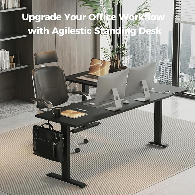 Agilestic L Shaped Electric Standing Desk Adjustable Height, 75 Inch, Black | Electric Height Adjustable, Spacious Corner Desktop, Sturdy Steel Frame, Memory Presets, 176 lbs, Splice Board - Image 3