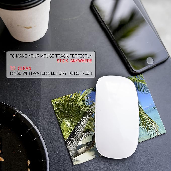 Adhesive Mouse Pad - Peel and Sticks to Any Surface - Travel Mouse Pad, Sticky for Any Surface - Excellent Tracking - Beach Palms in THE Sand - Image 7