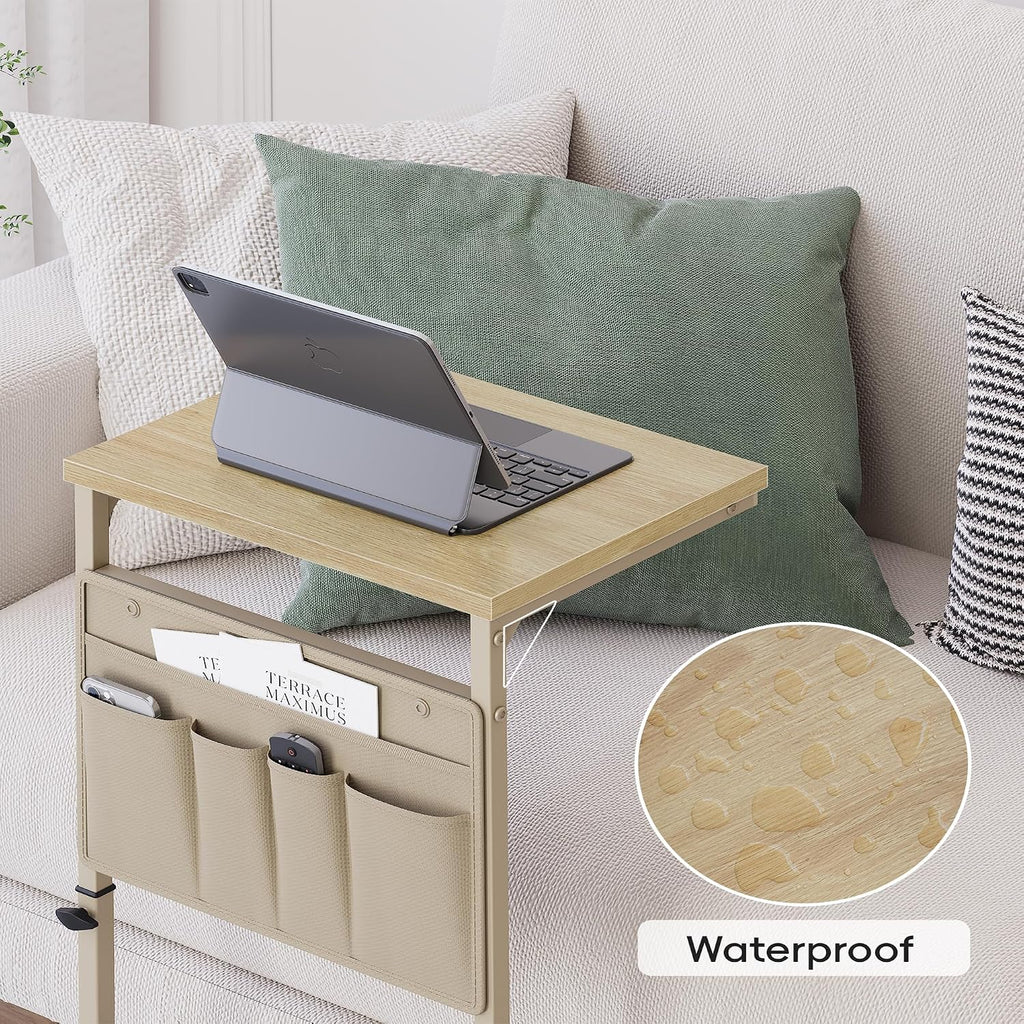 C Shaped End Table, 32'' Tall Side Table for Couch, Adjustable Height Small Couch Side Table for Small Spaces, End Table Slide Under Sofa Table TV Tray Table Arm Table for Living Room - Image 4