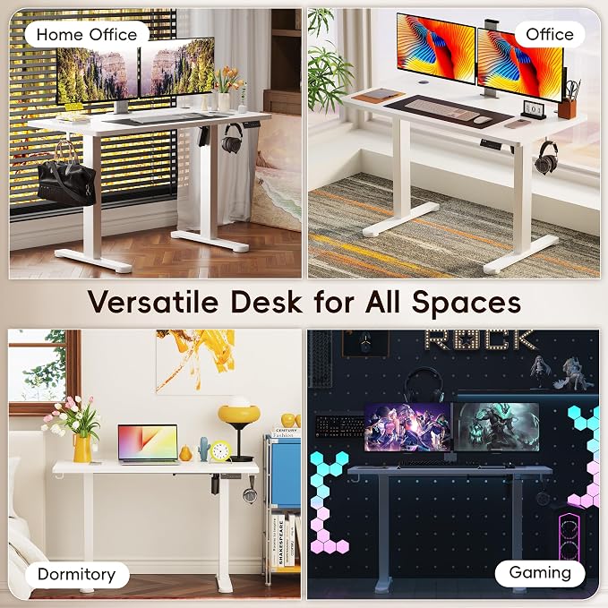 Monomi Electric Standing Desk 63"x28" Height Adjustable Sit Stand Desk | Ergonomic Home Office Computer Gaming Desk with Memory Preset Controller and Anti-Collision,White - Image 7