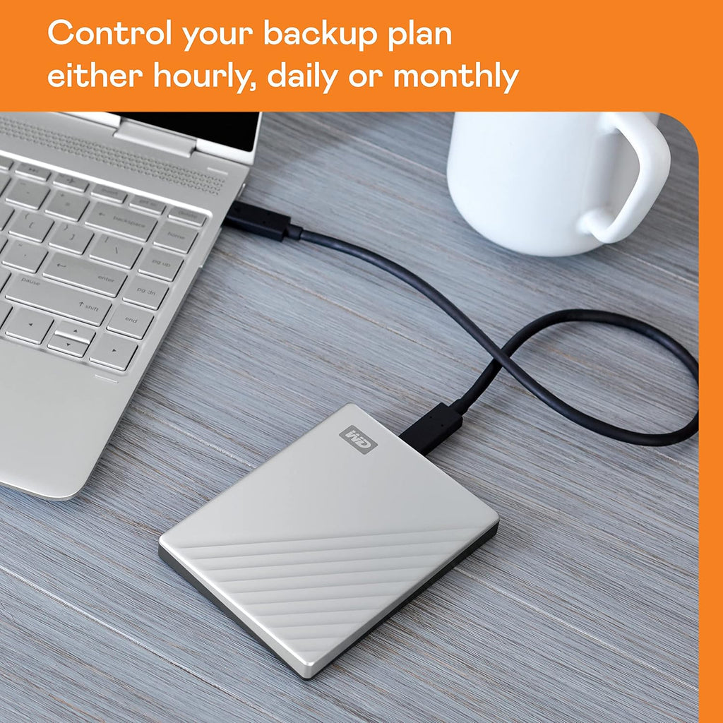 WD 2TB My Passport Ultra, Silver, Portable External Hard Drive, backup software with defense against ransomware, and password protection, USB-C and USB 3.1 - WDBC3C0020BSL-WESN - Image 4