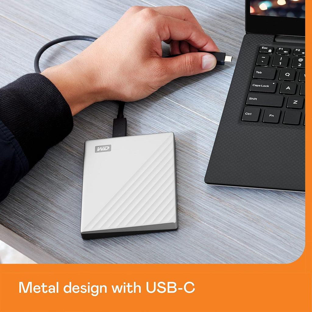 WD 2TB My Passport Ultra, Silver, Portable External Hard Drive, backup software with defense against ransomware, and password protection, USB-C and USB 3.1 - WDBC3C0020BSL-WESN - Image 2