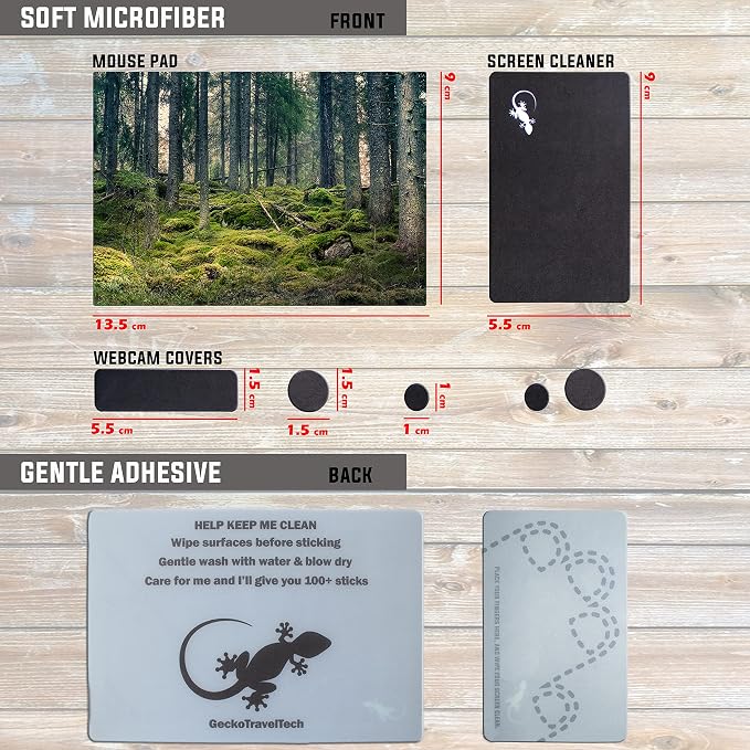 Mouse Pad Adhesive Bottom - Sticks to Any Surface - Portable - Webcam Covers and Screen Cleaner Included (Moss Forest) - Image 5