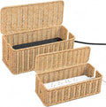 2PCS Cable Management Box Set, Handmade Rattan Cord Organizer | Large & Standard Sizes for Power Strip, Router & USB Hub, Registered U.S. Design Patent by Cantalop