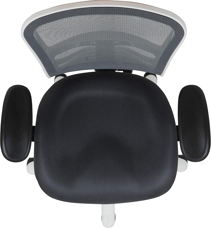 Flash Furniture Mid-Back Dark Gray Mesh Multifunction Executive Swivel Ergonomic Office Chair with Adjustable Arms and White Frame - Image 8
