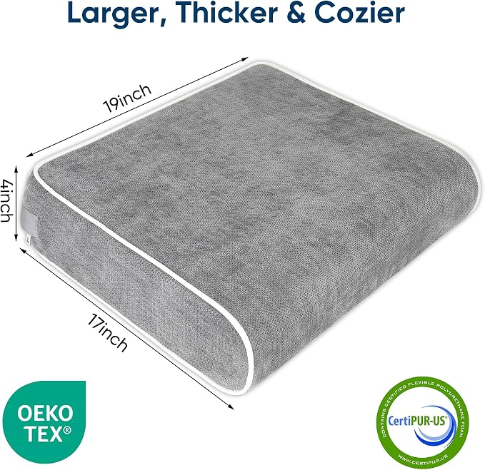 Seat Cushion for Office Chair, 19 x 17 x 4 Inch | 4 Inch Thick Extra Large, Memory Foam, Sciatica & Tailbone Pain Relief, Lower Back Support, Non-Slip Car Seat Cushion - Image 3