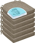 Chair Cushions for Dining Chairs, Non Slip Chair Pads with Ties and Washable Covers, Memory Foam Kitchen Chair Cushions Set of 6, 16"X16"X2.5", Khaki by HOMELYSIAN
