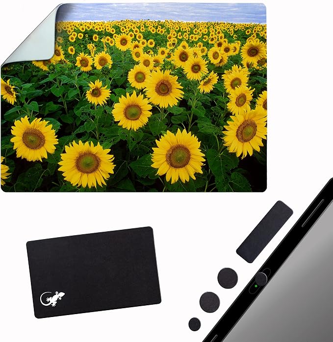 Adhesive Mouse Pad - Peel and Sticks to Any Surface - Travel Mouse Pad, Sticky for Any Surface - Excellent Tracking - Sunflowers by GeckoTravelTech