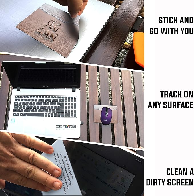 Mouse Pad Adhesive Bottom - Sticks to Any Surface - Portable - Webcam Covers and Screen Cleaner Included (YES You CAN) - Image 2