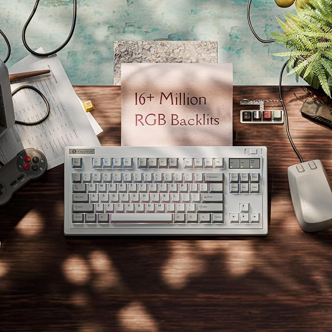 Keychron R3 Retro 80% TKL Wireless Mechanical Keyboard | Hot Swappable RGB Tactile Brown Switch, QMK Tri-Mode(2.4 GHz/Bluetooth/Wired), Compatible with Mac PC Linux - Image 6
