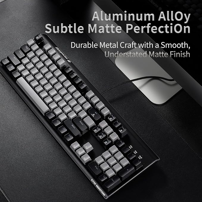Hexgears GK735 Full-Size Mechanical Gaming Keyboard, Surround Side Light Strip+Backlit Keyboard with Linear Switch, Anti-Ghosting, Double-Shot PBT Keycaps, Compatible with Windows, macOS (Gray-Black) - Image 6