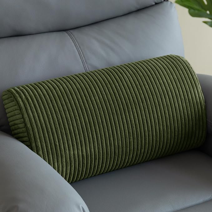 HIGOGOGO Lumbar Support Pillow for Recliner Chair/Accent Chair/Couch, Memory Foam Back Support Cushion for Elderly, Recliner Cushions for Back Rest, Pain Relief, Reading, Washable Cover, Dark Green by HIGOGOGO