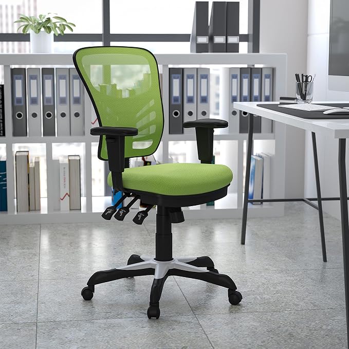 Flash Furniture Mid-Back Green Mesh Multifunction Executive Swivel Ergonomic Office Chair with Adjustable Arms - Image 2